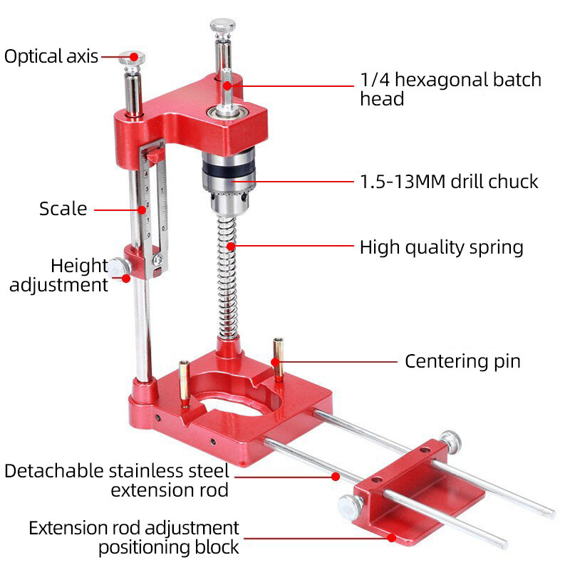 Woodworking Drill Locator Aluminum Alloy Drilling Guide Locator With Scale Precise Positioner Dowel Jig Puncher Woodworking