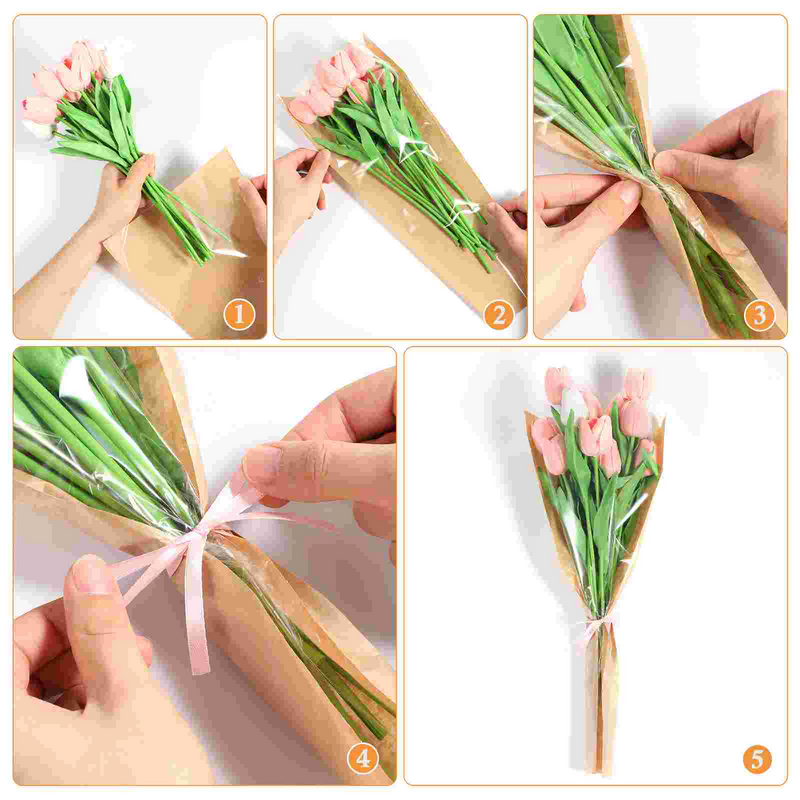 Bolsa de papel para ramo de flores, suministros de embalaje para regalo