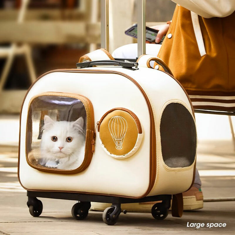 Tas kucing portabel hewan peliharaan, ransel bagasi kapasitas besar Cardan dapat dilepas untuk perjalanan anjing ruang berventilasi kapsul