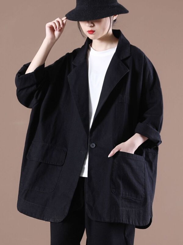 Spring and Autumn New Women's Jacket Loose Commuter Casual Oversize V-neck Suit Coat