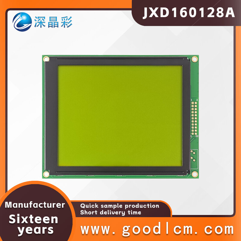 Ecrã LCD com porta paralela, módulo lcm positivo amarelo com luz de fundo, matriz de pontos 160128, jxd160128a stn