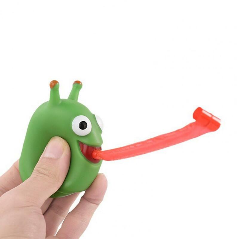 Mainan Fidget pelepas stres mainan Fidget desain menggemaskan untuk anak dewasa penghilang Stress lidah berlubang mainan cacing