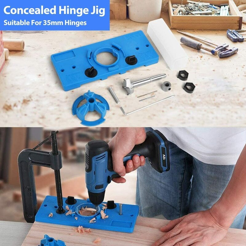 Hinge Drilling Jig Set Concealed Guide Kit Hinge Hole Drilling Locator Woodworking Hole Opener Door Cabinet Accessories Tools
