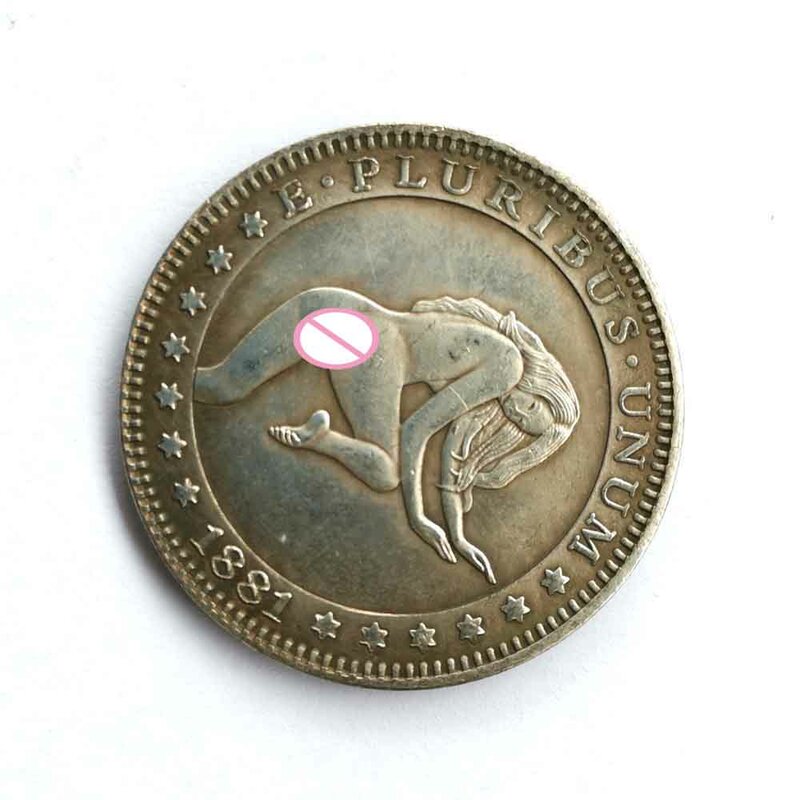 Luxury Nightclub Romantic One-Dollar 3D Art Couple Coins Good Luck Fun Pocket Coin Funny Coin Commemorative Lucky Coin+Gift Bag