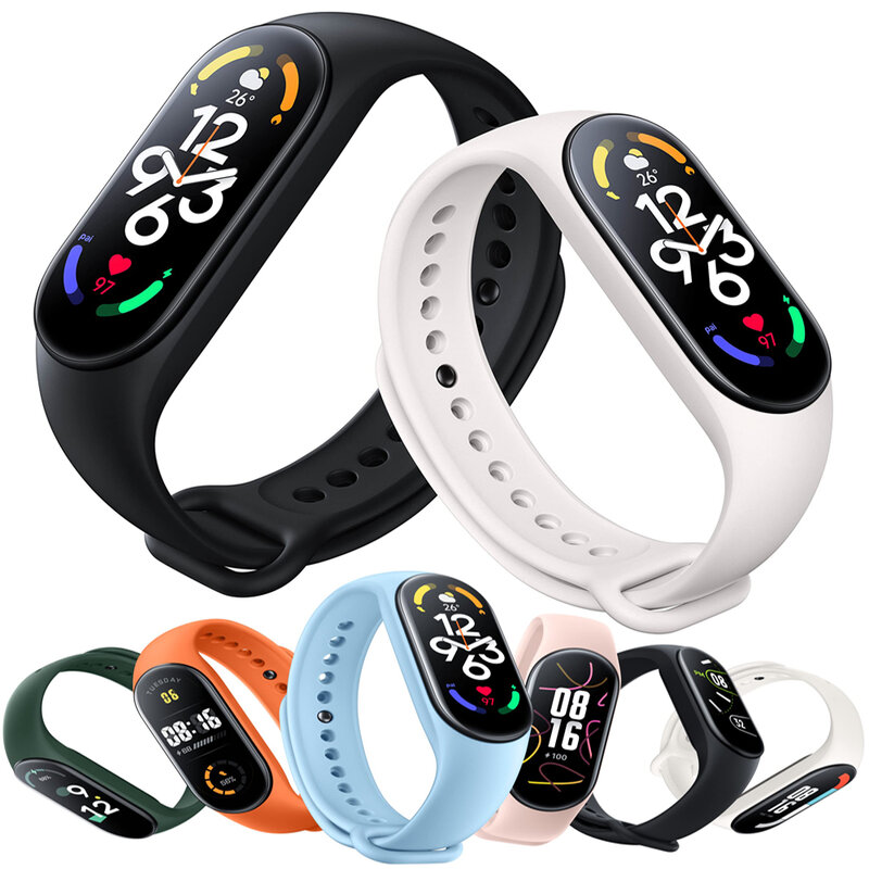 สายนาฬิกาสำหรับ Xiaomi Mi band 7 6 NFC สายรัดข้อมือซิลิโคนสำหรับเล่นกีฬา miband 5 4เข็มขัด pulsera Correa Mi band 5 3 4