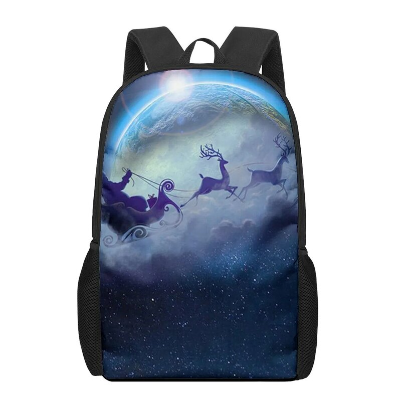 Christmas Santa Claus Printing Children's Backpacks Students Boys Girls School Bags Shoulder Bags Lightweight Travel Bag