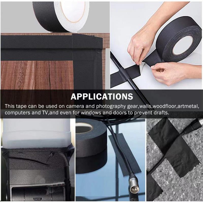Gaffer Tape Easy Tear Heavy Duty Matte Black Cotton Cloth Tape Grip For Photography Book Repair Filming Backdrop Stage Cable
