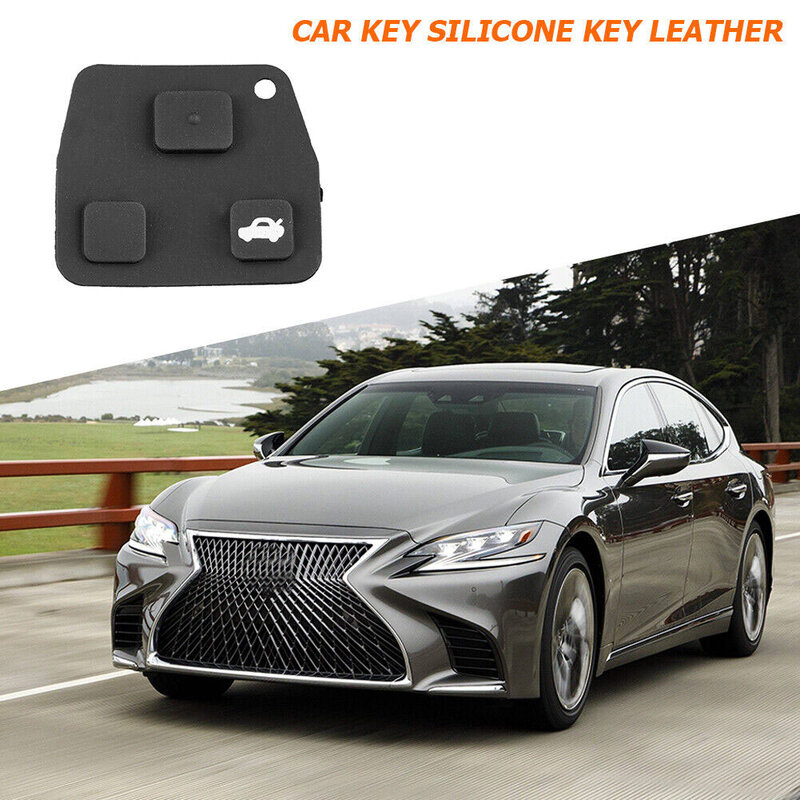 1pc New 3-Button Car Key Leather Silicone Pad Black Rubber Key-Shell Fits For Toyota Automotive Replacement Parts & Accessories