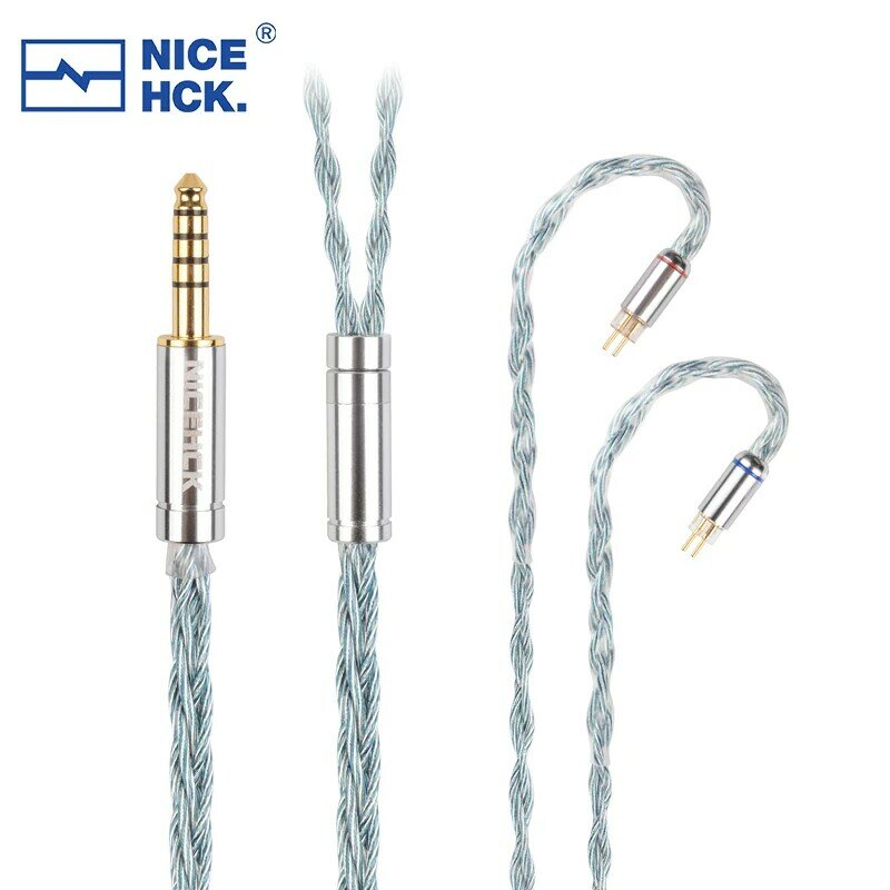 NiceHCK BlueCat 2% Silver Plated Silver-Copper Alloy Earphone Cable 3.5/2.5/4.4mm MMCX/2Pin for Kima Prism HEXA LAN Winter MK4
