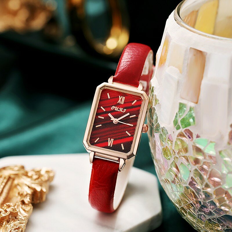 Reloj cuadrado Vintage para Mujer, correa de cuero, correa, Reloj de pulsera adecuado para regalos, Reloj Digital informal elegante para Mujer