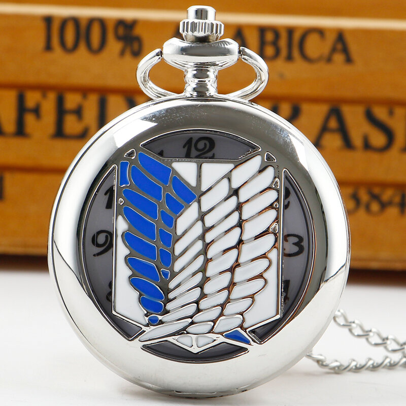 Collana creativa con orologio da tasca con Design ad ala blu e bianca ciondolo vuoto Vintage tutti gli orologi da tasca e catena Fob al quarzo Hunter