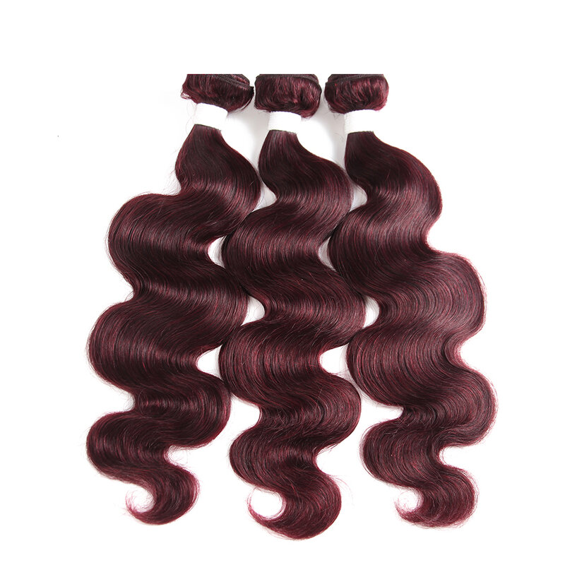 Bundel rambut manusia gelombang tubuh dengan penutup 99J bundel jalinan rambut berwarna dengan penutup jalinan rambut Remy Brasil 4 buah