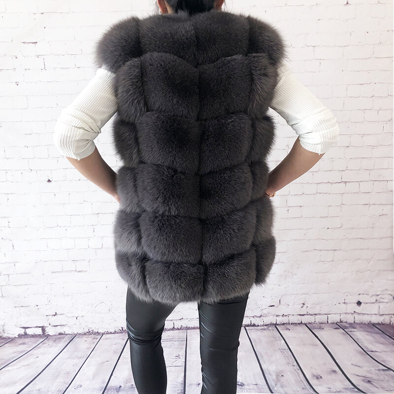 Alta Qualidade Real Fox Fur Vest das mulheres 100% Natural Pele Real 2023 Moda Casaco De Pele Jaqueta Colete Casaco de Couro Genuíno
