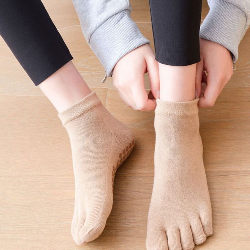 Calcetines de algodón antideslizantes para Yoga y Fitness, medias gruesas de 5 dedos, estilo Harajuku, Unisex, otoño