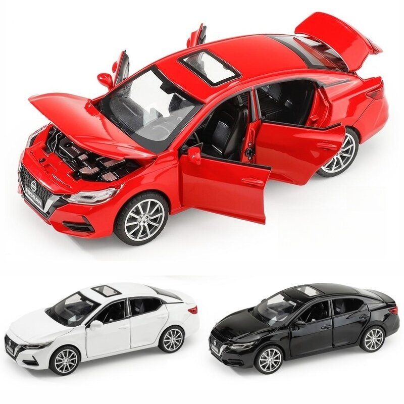 Nissan SYLPHY Miniature Diecast Car Model para Crianças, Portas de Som e Luz, Brinquedo Openable, Coleção Educacional, Presente para Menino, 1:32