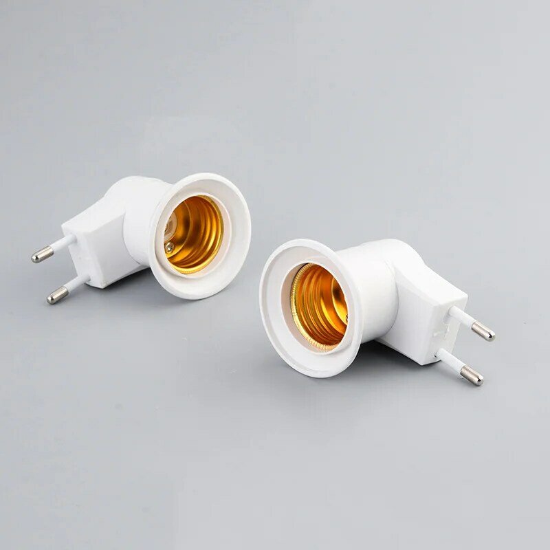 Lampu LED, E27, jenis dasar lampu LED ke daya AC 220V EU Plug lampu pemegang adaptor konverter + tombol ON/OFF