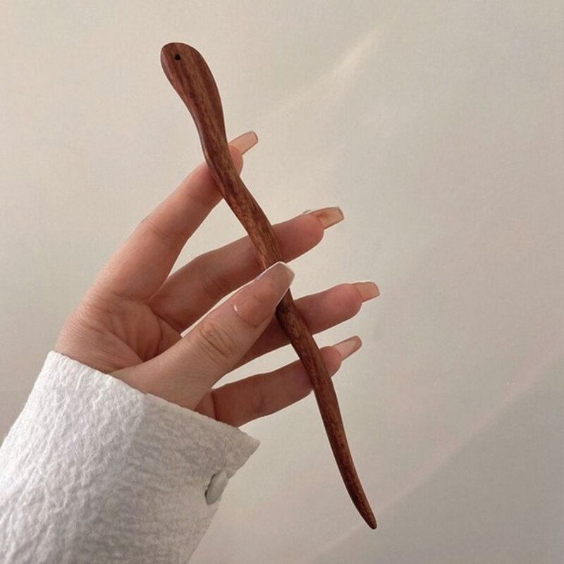 Wood Wooden Hair Stick Decorations Chinese Style Lazy Person Hairpin Headwear Handmade Ancient Style High-end Hairpin