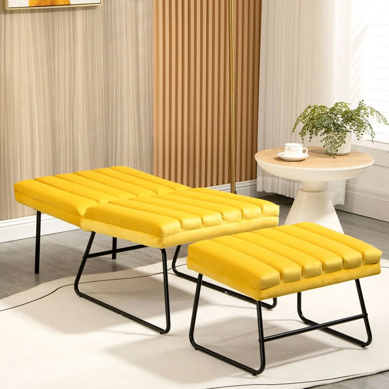 Sedia a sdraio pigra moderna gialla-comoda poltrona imbottita contemporanea per il tempo libero per il relax e lo svolgimento