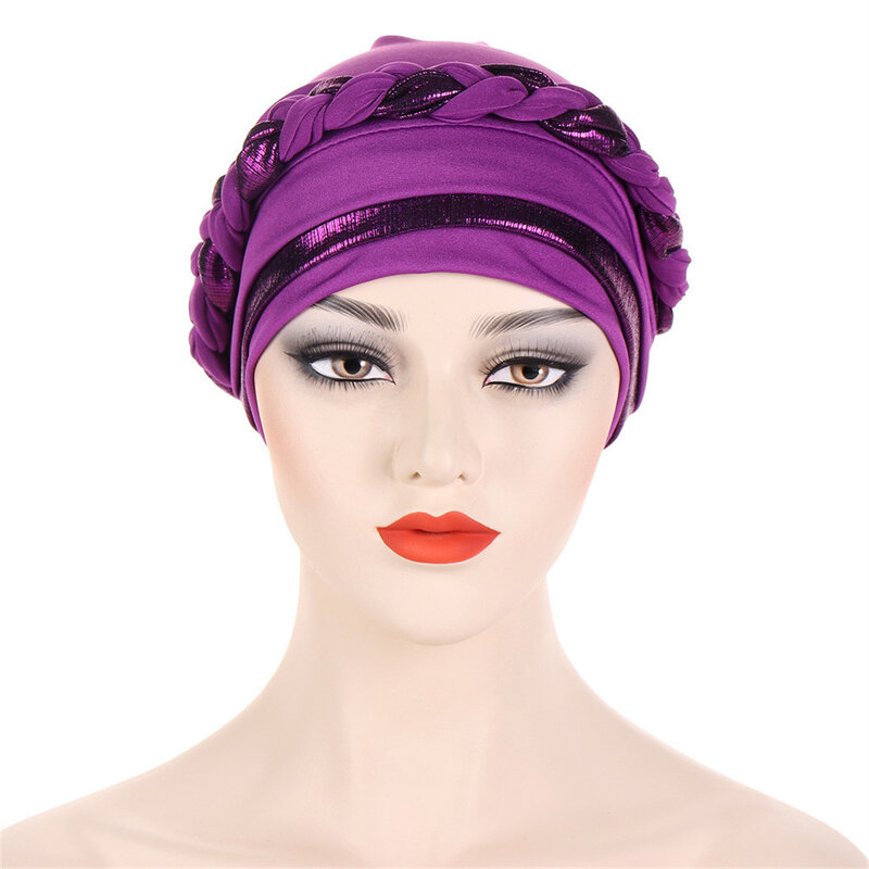 Turbante trenzado hecho a mano de estilo bohemio para mujer, sombrero de Bandana cruzada para mujer, Hijab musulmán, envoltura de cabeza islámica, gorro de quimio para pérdida de cabello, pañuelo para la cabeza