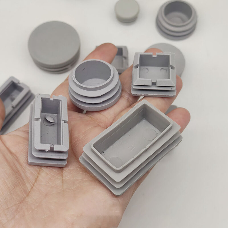 4/8/10pcs Round / Square Plastic Grey Blanking End Cap Chair Table Feet Cap Tube Pipe Insert Plug Decorative Dust Cover
