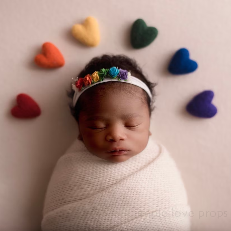 Handmade feltro fotografia adereços para recém-nascido, bricolage, agulha feltro, arco-íris, bebê, amor, coração, PhotoShoot, Studio acessórios