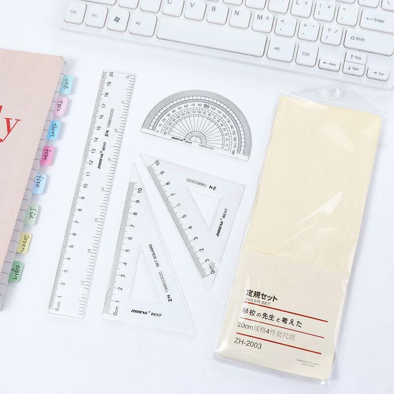 Learning Student 15cm 18cm 20cm Transparent Simple Style Triangle Ruler Straightedge Ruler Drawing Ruler Plastic Ruler