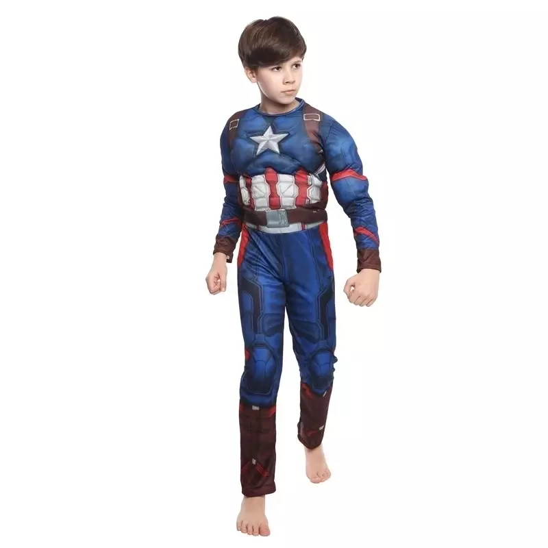 Disfraz de Capitán América para niños, traje de superhéroe de Capitán América, mono de Cosplay muscular, escudo, Halloween, fiesta de Carnaval