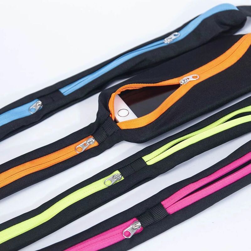 Bouncy Nylon tas sabuk ponsel portabel, tas ikat pinggang olahraga antiair untuk lari