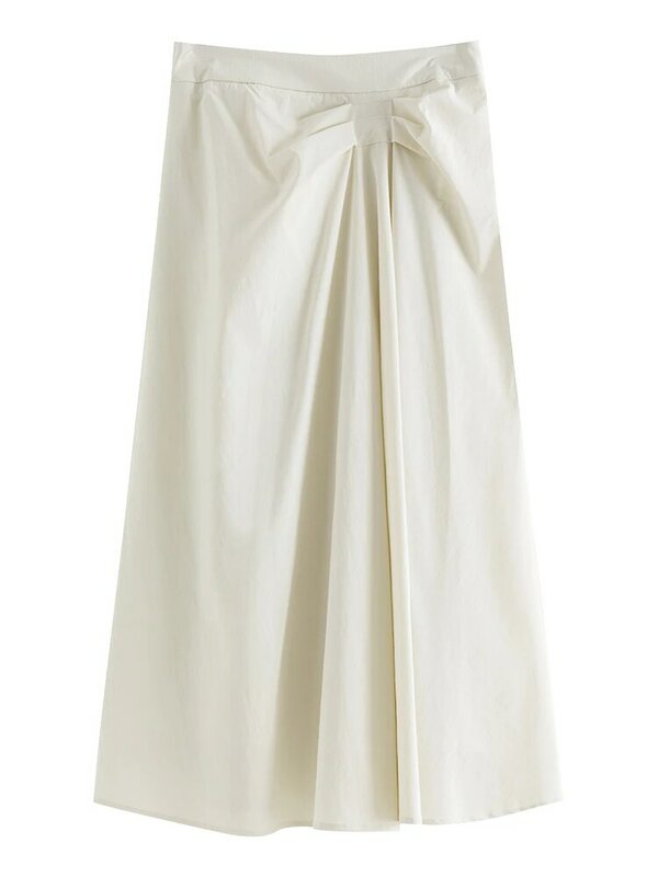 Женская плиссированная юбка ZIQIAO, необычная трапециевидная юбка средней длины в простом стиле, лето 2024