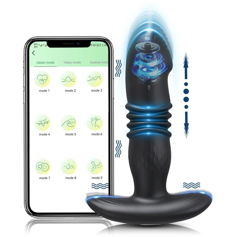 Plug anal telescópico vibratório para mulheres, Brinquedos sexuais remotos sem fio, Dildo anal, Massageador de próstata, App Vibrator, Bunda