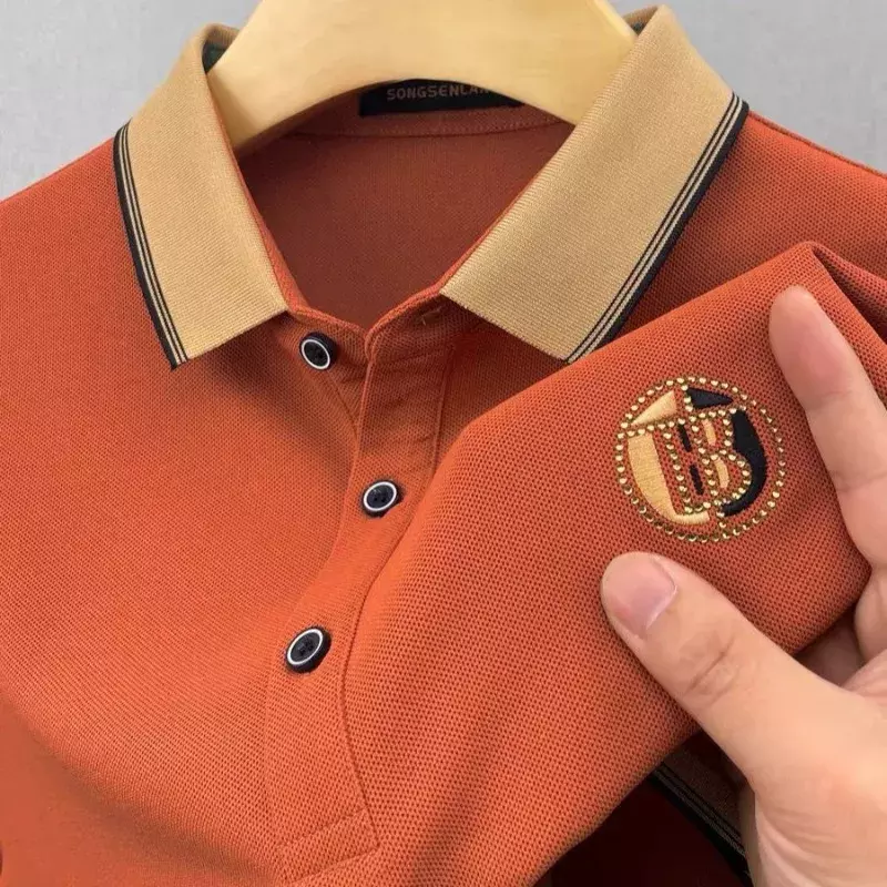 Herren besticktes Brief Polos hirt Revers lose Kurzarm T-Shirt Mode Sommer Herren hemd 6 Farben erhältlich