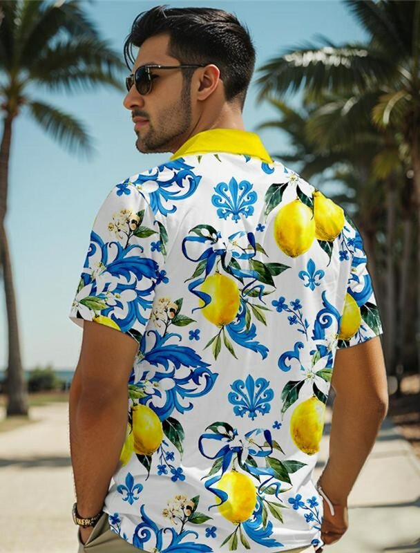 Мужская Пляжная футболка на пуговицах, с 3D-принтом, размеры от S до 5XL