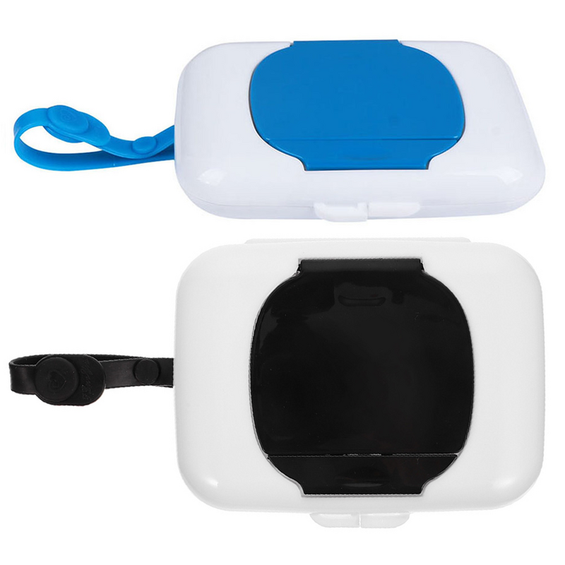 Dispenser tisu basah portabel 2Pcak, wadah tisu bayi dapat diisi ulang, Dispenser tisu perjalanan luar ruangan