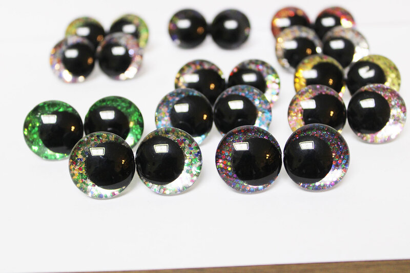 20PCS 12MM TO 30MM 3D COMICAL ROUND GLITTER TOY EYES glitter TOY EYES doll pupil eyes with hard washer FOR PLUSH ANIMALS -HS12