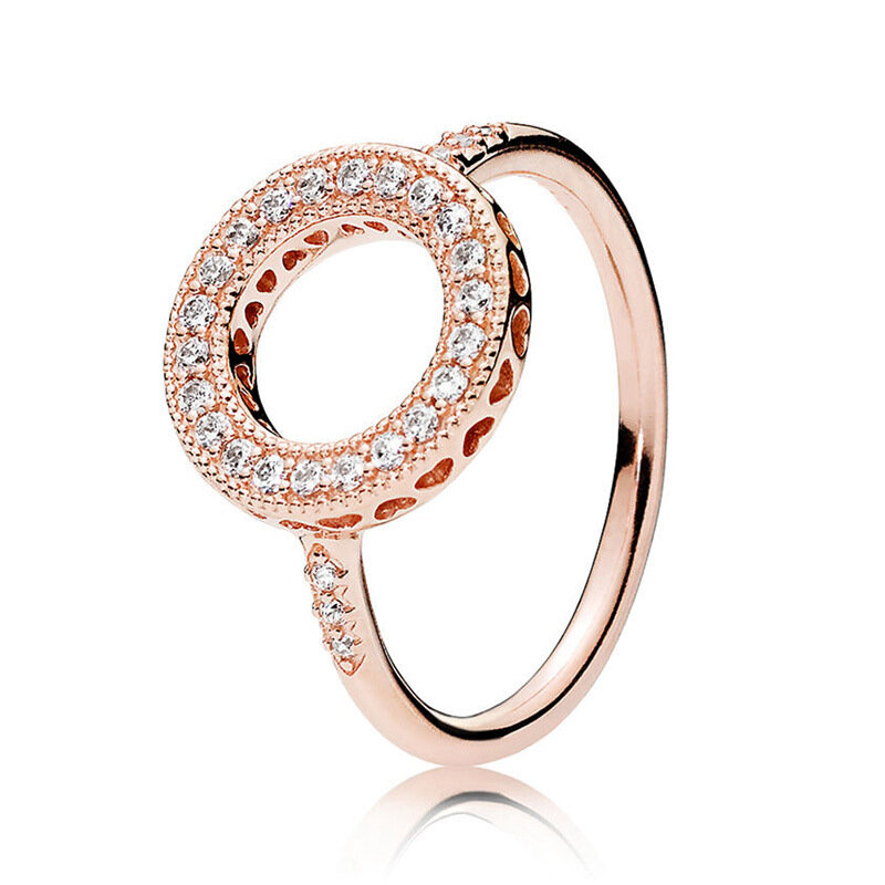 Damen Verlobung Kristall Ring 925 Sterling Silber exquisiten Charme glänzende Herzform Multi kreisförmigen Ring geben Frau Freundin