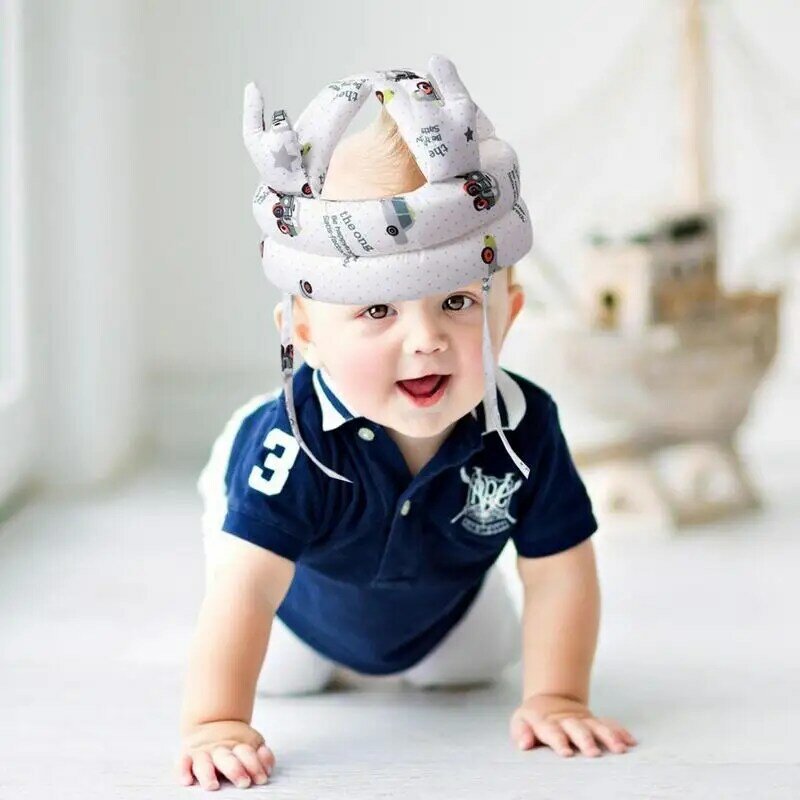 Topi bayi untuk merangkak berjalan kapas topi pelindung kepala spons diisi topi keselamatan dapat disesuaikan lembut dicuci untuk berjalan