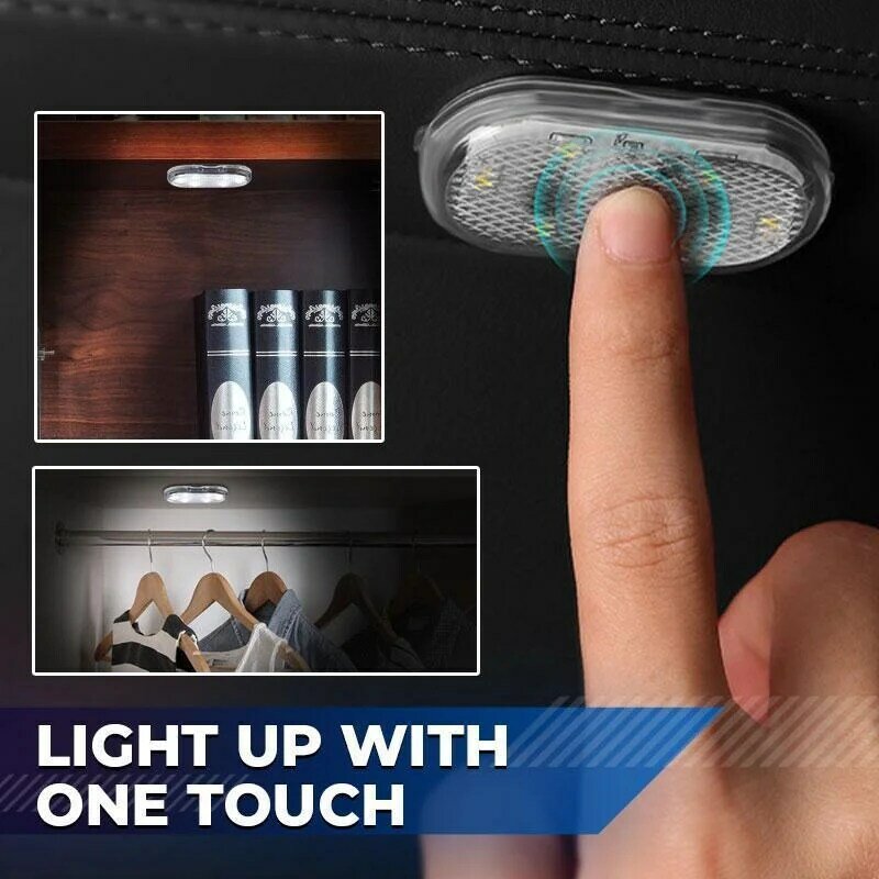 Lampe à capteur LED pour intérieur de voiture, interrupteur tactile, sans fil, lampe d'ambiance automatique, portable, lecture de nuit, escales intérieures