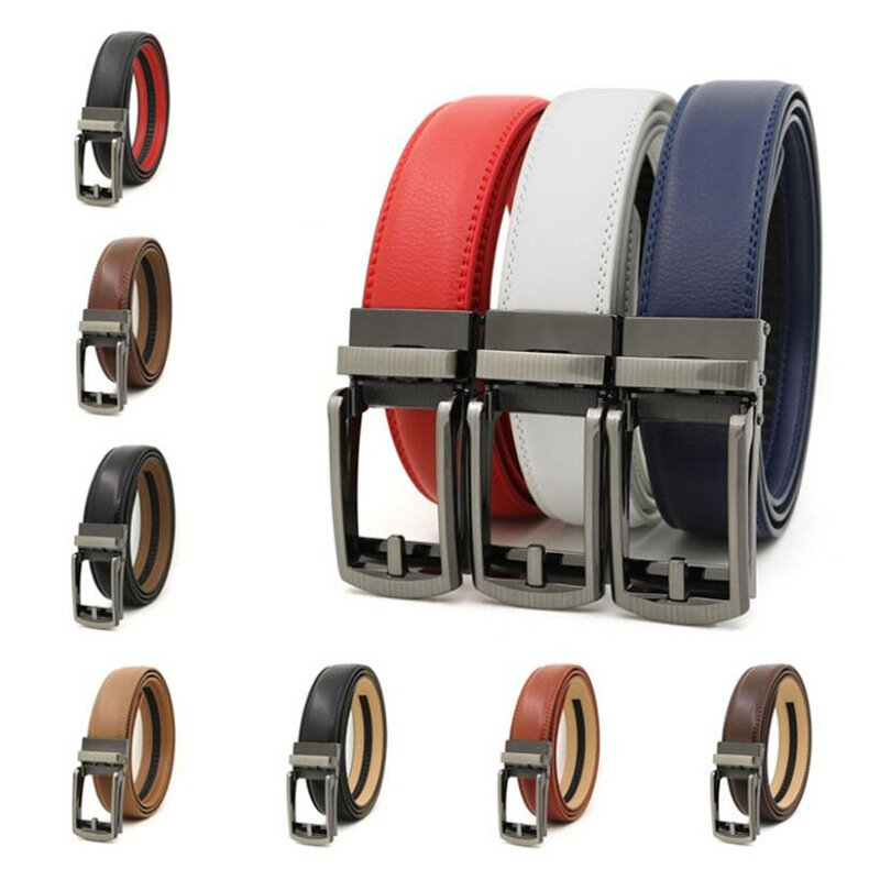 3.5cm Genuine Leather Men's Belt Alloy Automatic Buckle Two-layer Cowhide Business Casual Belt for Men Wholesale