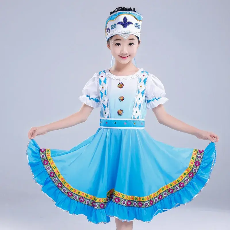 클래식 여성 소녀 전통 러시아 국가 코스튬, 현대 무대 소년 중국 무용 코스튬, 공주 어린이 파티 원피스