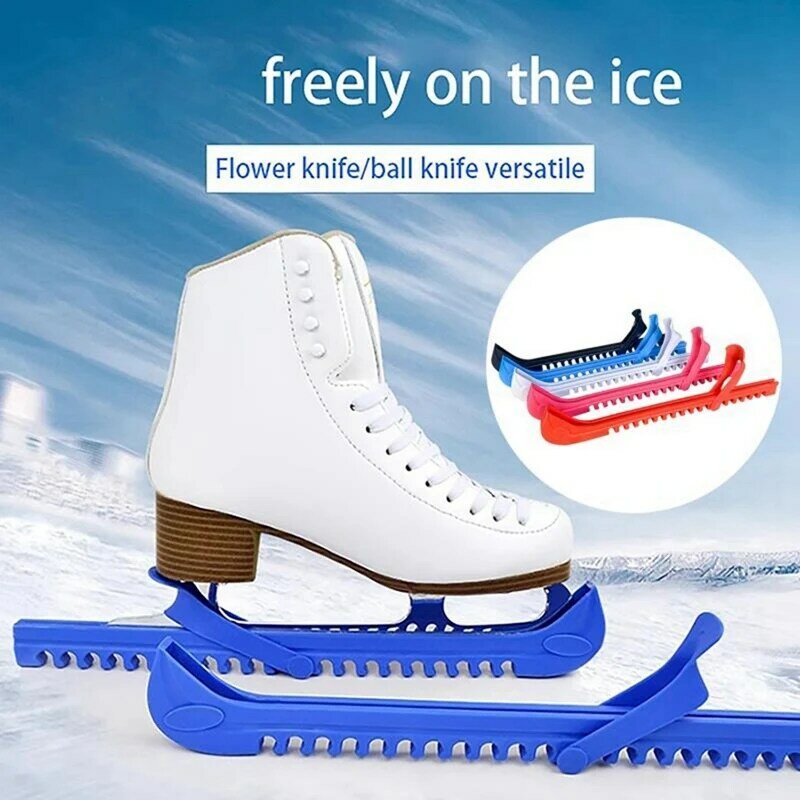 1 pasang sarung pelindung roda seluncur es, pelindung sepatu praktis dapat diatur lengan bilah