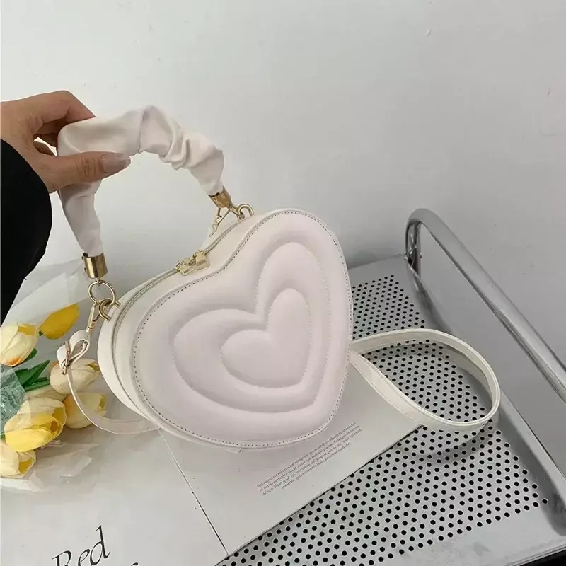 RBS1 Fashion Love Heart Shape Shoulder  Small Handbags Designer Crossbody Bags For Women Solid Pu Leather Top Handle