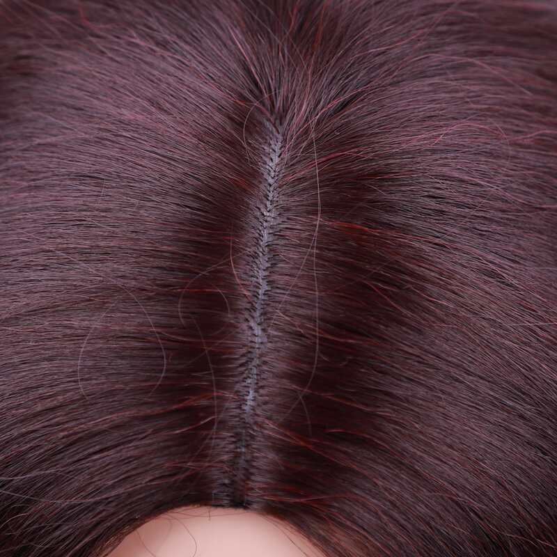 Wig Campuran Rambut Manusia India Panjang 23 Inci Buatan Mesin Wig Campuran Rambut Manusia Lurus Sutra Ukuran Rata-rata Non-remy