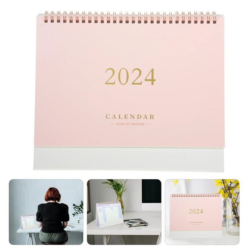 Pink Table Decor Standing Calendar Pink Office Small Monthly Planner Table Office Mini Tabletop Schedule Wall