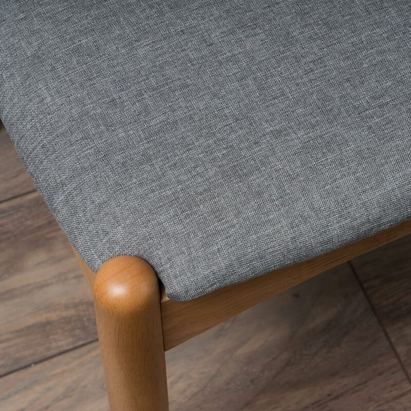 Tkanina Francie z dębowym wykończeniem krzesła do jadalni, zestaw 2-Pcs, Grey / Oak