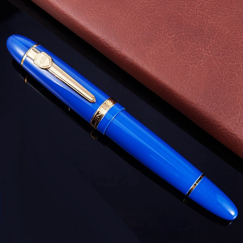Jinhao 2 pces 159 18kgp 0.7mm médio amplo nib caneta fonte livre escritório caneta com uma caixa, prata & azul