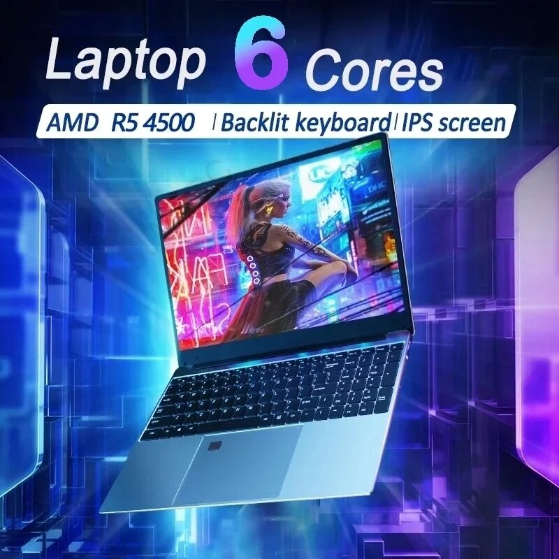 كمبيوتر محمول للألعاب ويندوز 11 ، لوحة مفاتيح بإضاءة سوداء ، AMD Ryzen ، 36 جيجابايت dddr4 M.2 2 ، sd ، جديد ،