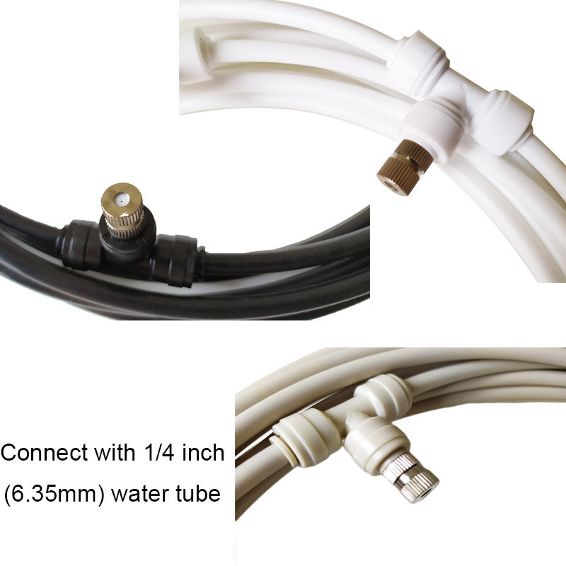 Conector en T de 1/4 pulgadas, accesorio de 3 vías para tubo de 6,35mm, manguera de PE, Unión de unión, paquete de bloqueo antideslizante, 10 piezas