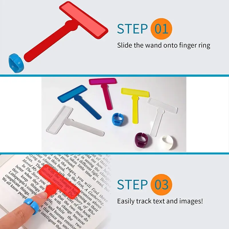 Strisce di lettura guidate Finger Focus Highlighter strumenti dislexia per bambini lettori precoci iperattivi lente d'ingrandimento per la lettura dei bambini