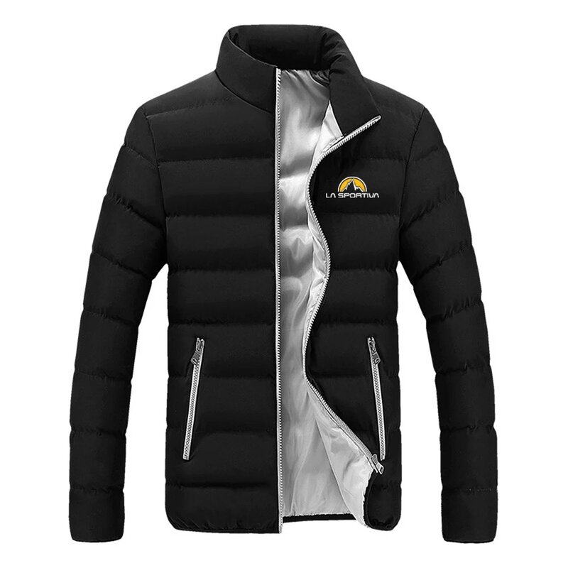 Jaqueta acolchoada de algodão com logotipo masculino, jaqueta quente ao ar livre, zíper de quatro cores, alta qualidade, impressão de moda, outono e inverno, 2022