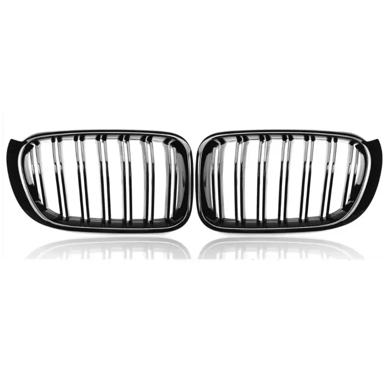 Glossy Black Front Bumper Kidney Grille Grill Hood Mesh Double Line For BMW X3 X4 F25 F26 2014-2017 Front Grille Racing Grills